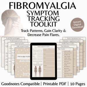Fibromyalgia Symptom Tracking Toolkit | Fibro Warrior Gift | Chronic Illness Support Tool Printable Health Tracker