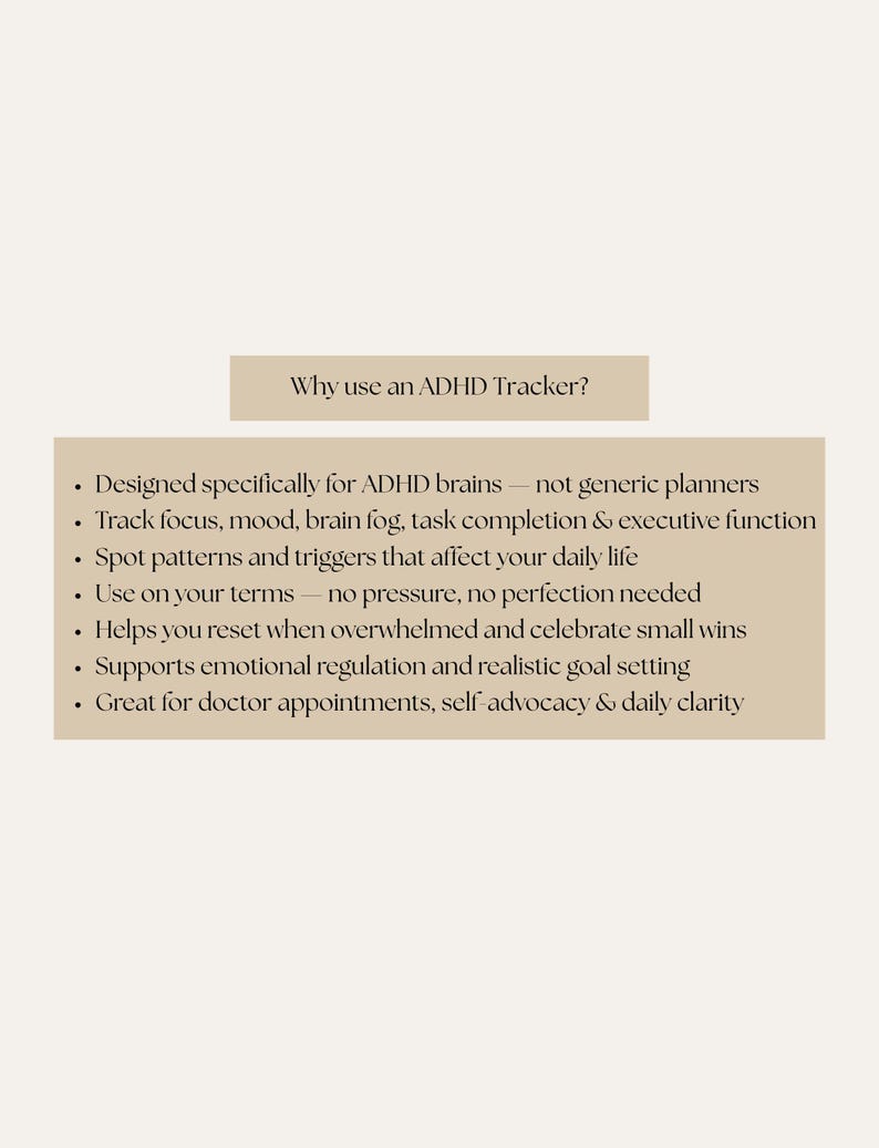 ADHD Tracker Printable | Executive Function Planner | Daily Focus Log ...