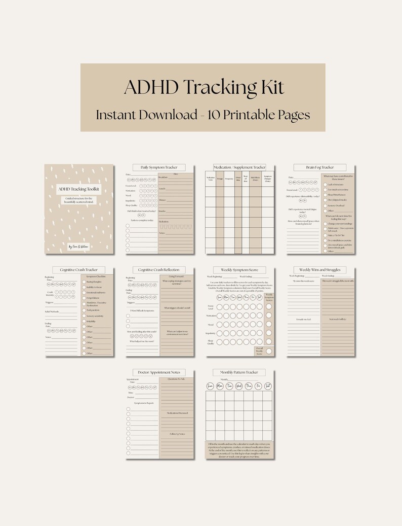 ADHD Tracker Printable | Executive Function Planner | Daily Focus Log ...