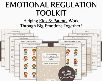 Kit de herramientas para la crianza respetuosa: Regulación emocional y seguimiento del comportamiento / Actividades de relajación socioemocional, tabla de emociones / Imprimible para niños y padres
