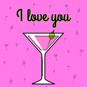 I Love You More Than Martini - Sofort Download Druckbare 5x7 Postkarte/Grußkarte