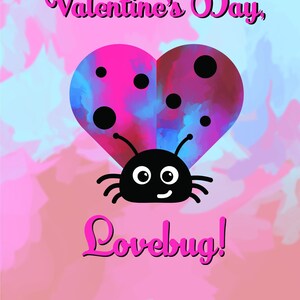 Feliz Dia dos Namorados, Lovebug - Cartão postal / cartão de felicitações imprimível 5x7 para download instantâneo