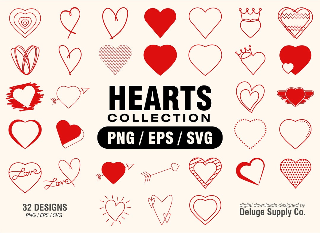 Hearts Collection: PNG / EPS / SVG (heart Icons, Cute, Heart, Love ...