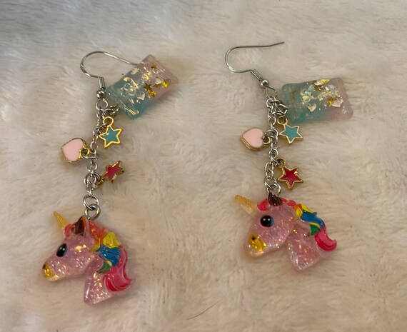 Cute Unicorn Dangle Earrings Etsy