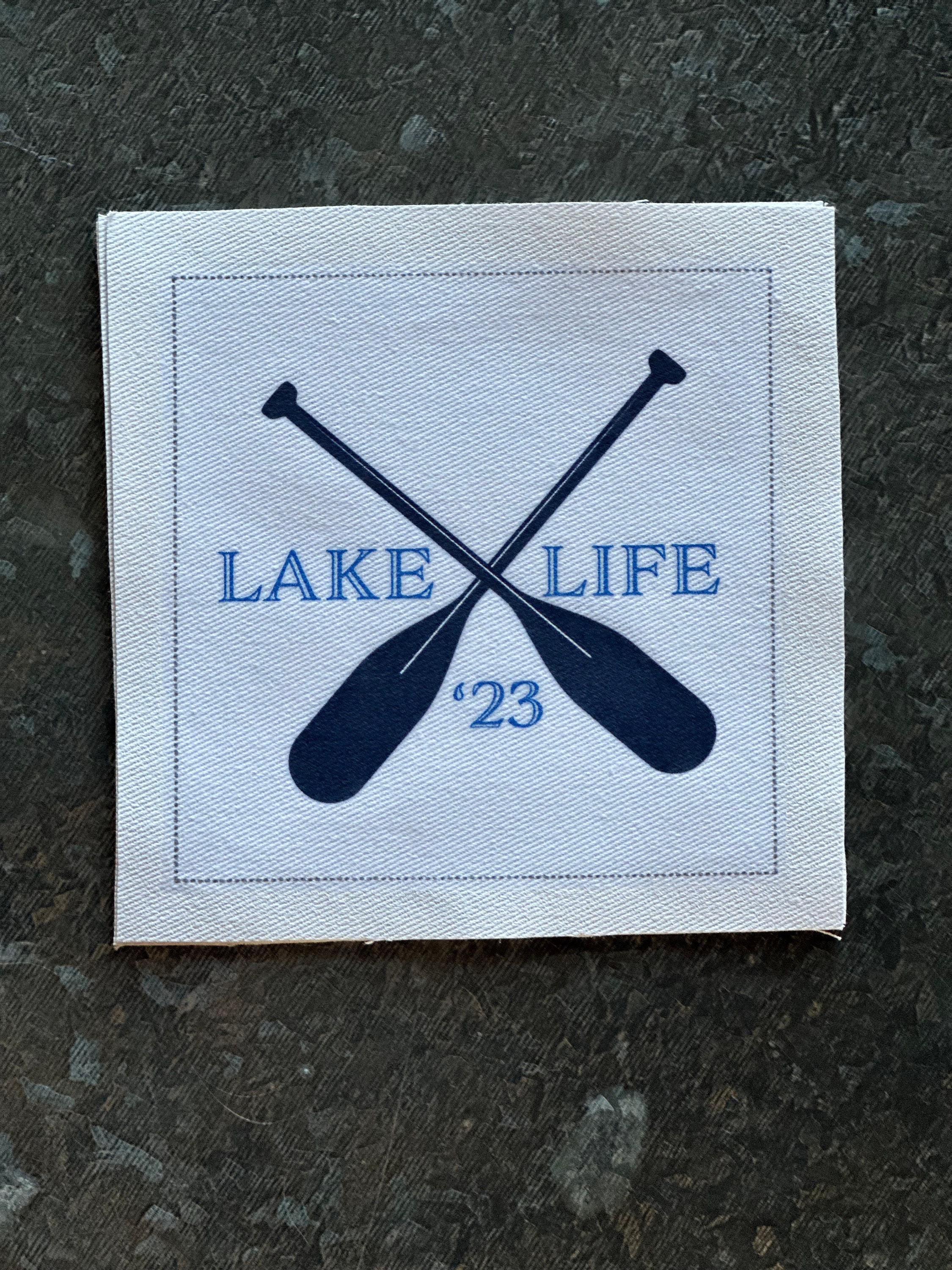 Lake Life Cotton Cocktail Napkins Bar Cart Decor Napkin Set Lake House Decor Nautical Party Lake Party Adventure Vacation
