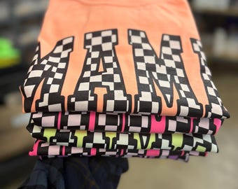 Retro Mama Checkered  Comfort Colors Shirt