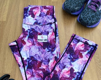 ALCOHOL INK Sports Fitness Leggings Suitable for Yoga, Running, Gym, Canicross, Bikejoring, Dance, Aerobics, Hiking, Exercise