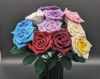 Gehäkelte Rose Spitz in verschiedenen Farben | Häkelblume