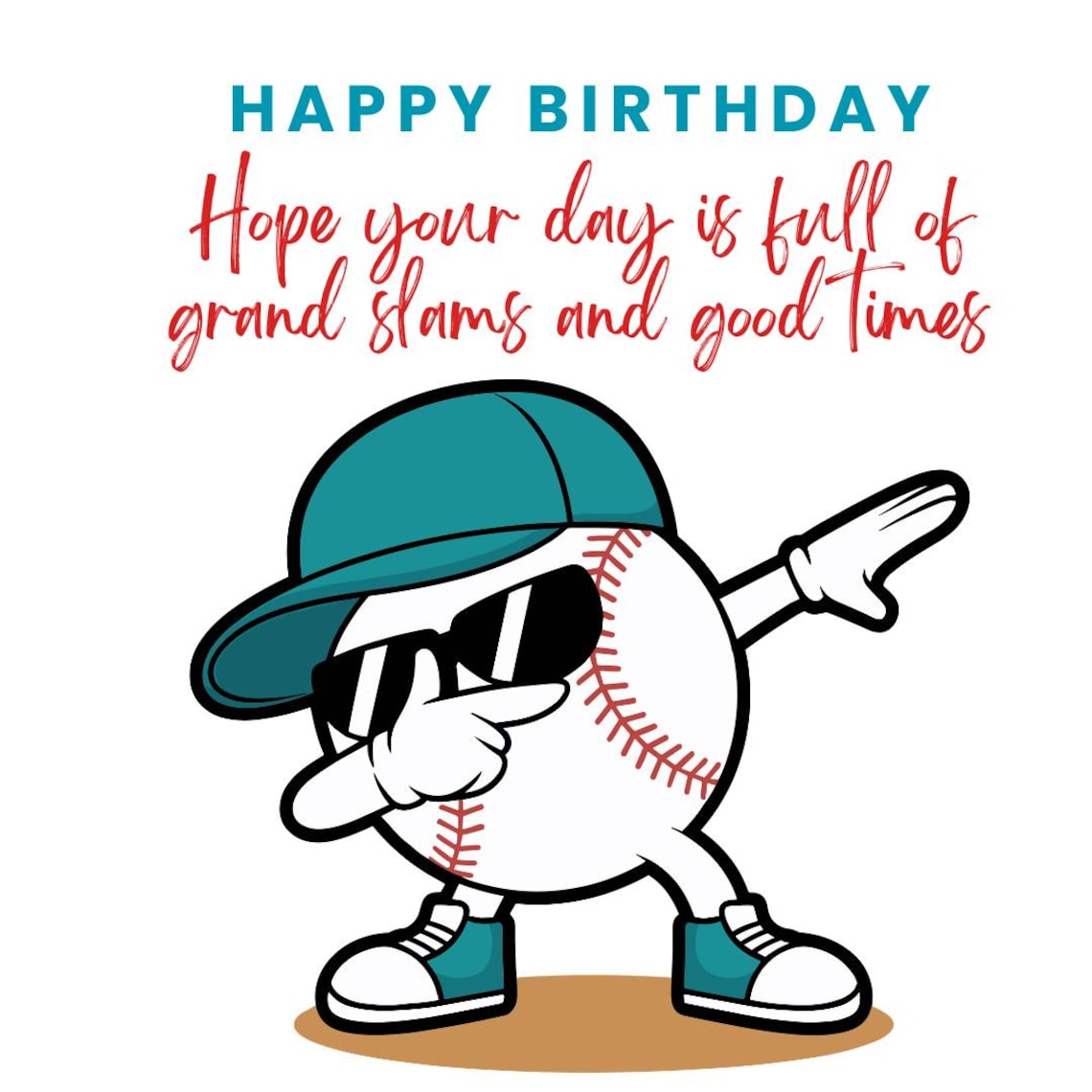 Baseball Birthday Card | Fun Grand Slam Design (digital Download) - Etsy