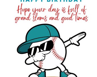 Verjaardagskaart honkbal | Digitale download | Honkballiefhebber