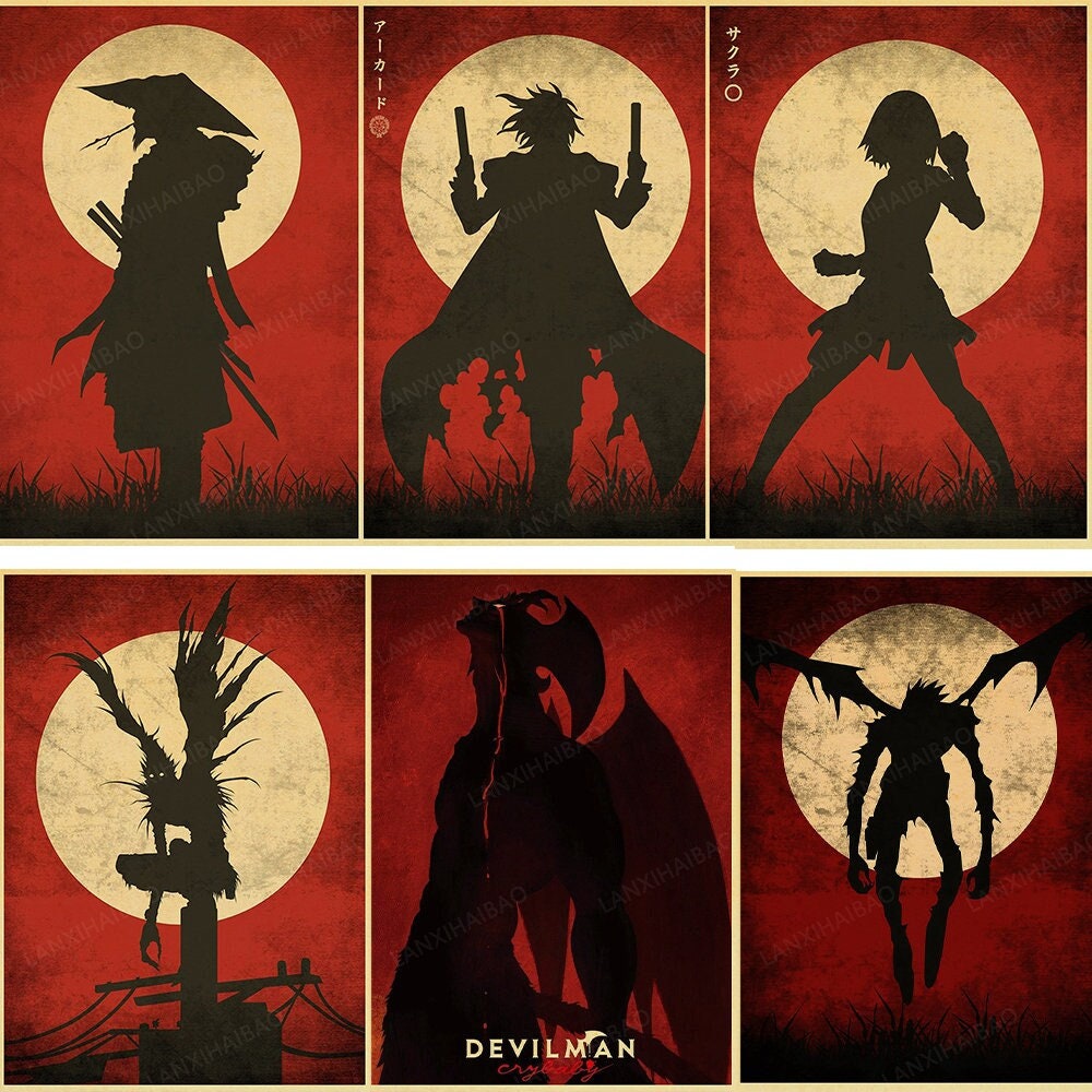 Anime Manga Poster Canva Silhouette-gifts for Him Japanese 