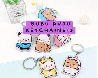 Bubu Dudu Keychain - Cute Cartoon Couple -Valentines Day Gift - Pendant Charm Keyring- Gift for gf for her - Matching keychain - Couple Gift