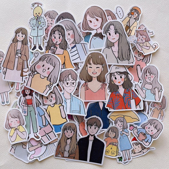 60 pezzi dipinti a mano ragazza coreana adesivi anime Anime Manga Stickers  Regali per lei Laptop Anime Stickers Vinyl Scrapbooking Car Decal -   Italia