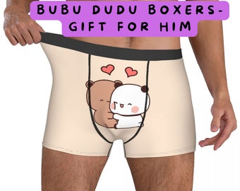 BUBU DUDU - Men's Panda And Brownie Bear Couple Underwear Boxer Briefs - Boxer Shorts Male S-XXL - Gift for him - Valentine's day Gift