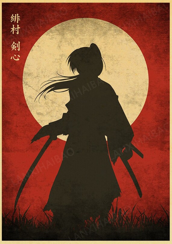 Anime Manga Poster Canva Silhouette-gifts for Him Japanese 