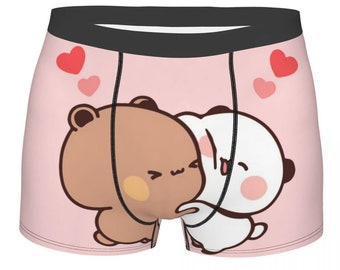 BUBU DUDU - Herren Panda und Brownie Bär Paar Unterwäsche Boxer Briefs - Boxer Shorts Herren S-XXL - Geschenk für ihn - Valentinstag Geschenk