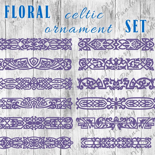 Ensemble d'ornement floral celtique / motif celtique / fichiers vectoriels celtiques /Celtic Elements /Celtic Silhouette /Celtic Clipart /For Cricut Celtic Svg