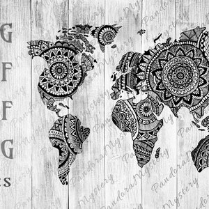 World Map Zentangle / Zentangle Svg / SVG Files for Cricut / World ...
