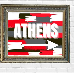 Athens City Sign Red White and Black