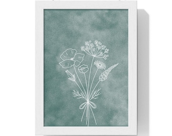 Botanical Wall Art Poster, Serene Flower Print, Framed Nature Decor, Minimalist Home Decor, Gifts for Plant Lovers