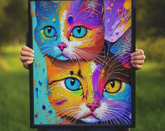 Cats digital download, multicolored, two cats