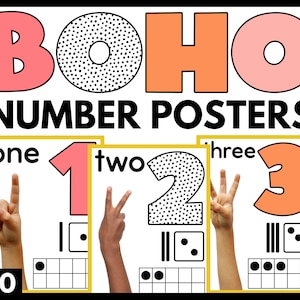 Boho Classroom Decor - Number Poster Set for Numbers 1-10