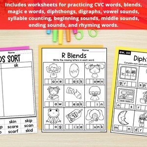 Phonics Worksheets Kindergarten - Phonics Printables - Etsy