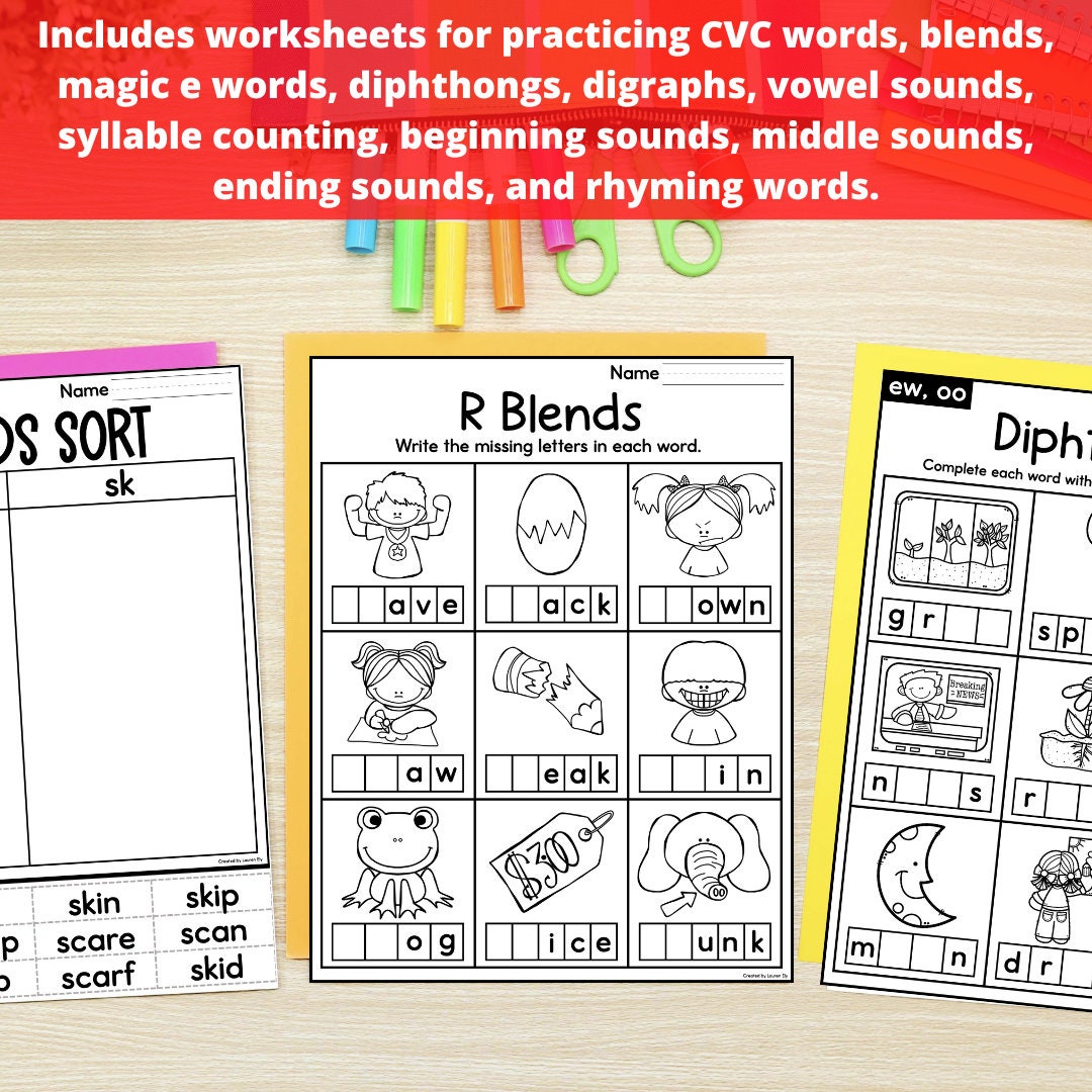 Phonics Worksheets Kindergarten - Phonics Printables - Etsy