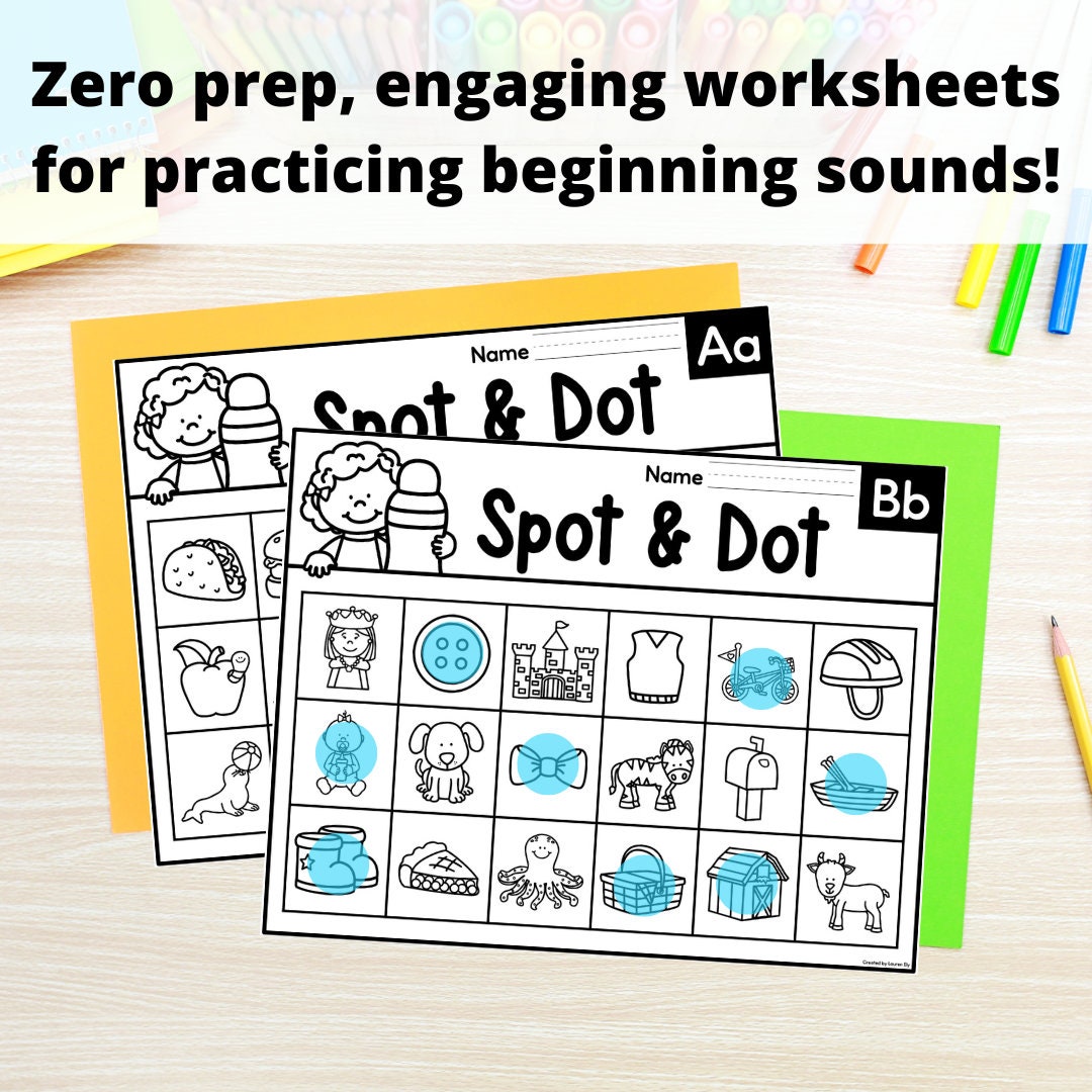 Beginning Sound Worksheets - Dot Marker Alphabet Pages - Kindergarten ...