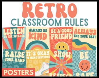 Retro Classroom Posters - Classroom Rules Poster Set