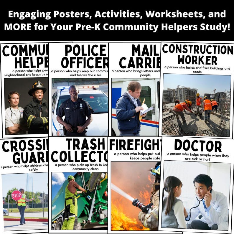 Crossguard Community Helper Community Helpers Pre-k Study Bundle | Posters, Activities, Bingo Game ...