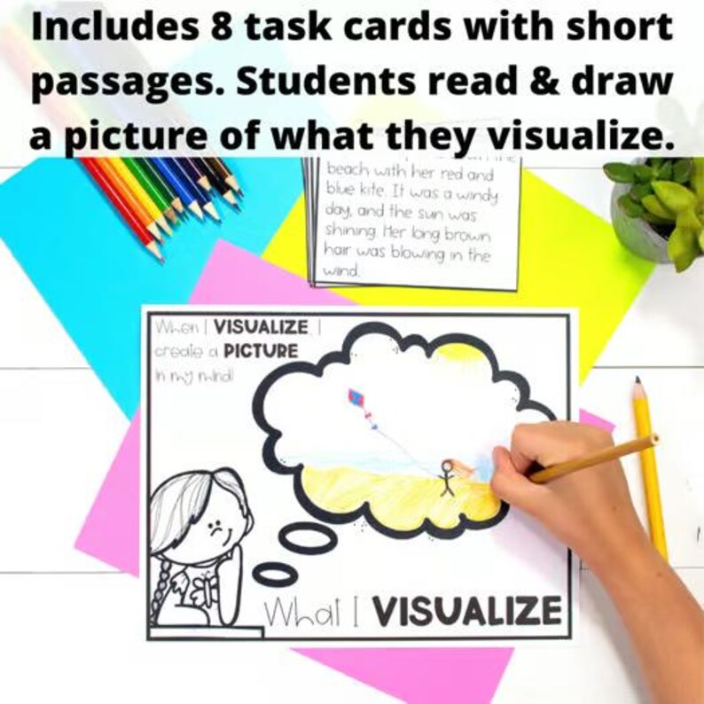 Visualizing Reading Task Cards | Read, Visualize, Draw Literacy Center image 3