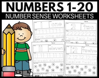 Numeri 1-20 - Fogli di lavoro sul senso dei numeri e sul tracciamento dei numeri
