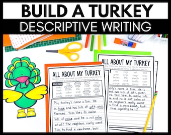 Writing Center Activity - Thanksgiving - Descriptive Writing - Build a Turkey