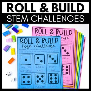 Roll & Build STEM Challenges | 48 Building Brick Task Cards