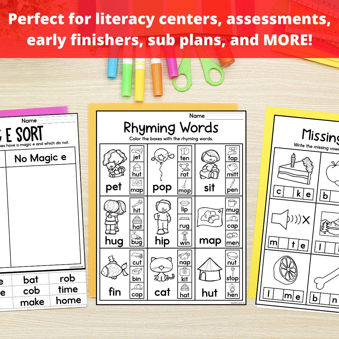 Phonics Worksheets Kindergarten Phonics Printables Etsy