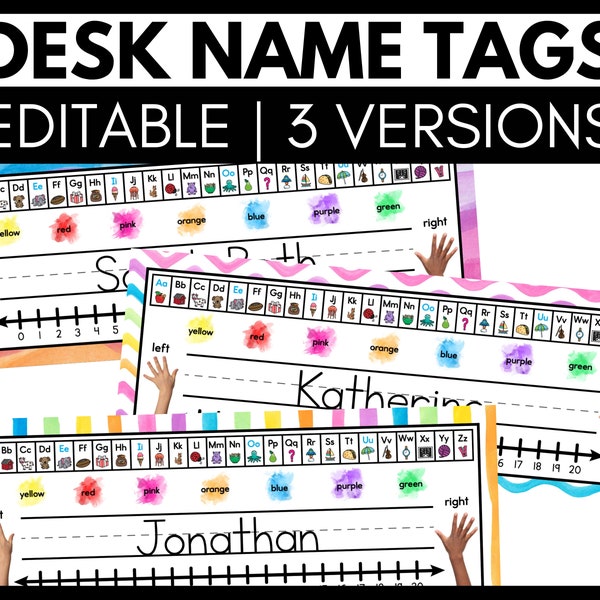 Name Tags for Student Desk - Editable Name Plates for Primary - Student Desk Name Tag - Student Desk Name Plate