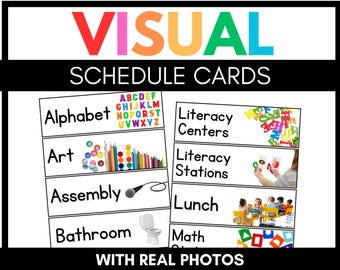 Visual Schedule Cards with Real Photos - Daily Schedule Chart - Digital Download