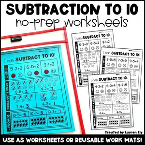 Kindergarten Math Worksheets - Subtraction Within 10
