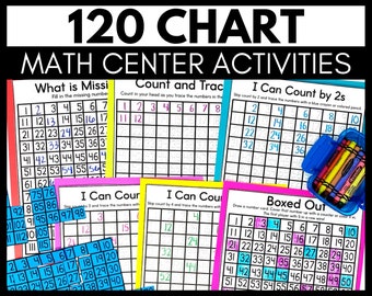 120 Chart Activities for Math Centers - Skip Counting, Tracing Numbers, Ordering Numbers, Counting to 120