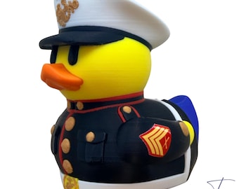 Uniforme del Cuerpo de Marines de EE. UU. - Elige tu rango: E-1 --> E-9. Pato de plástico impreso en 3D, adorno para pastel, color azul marino.