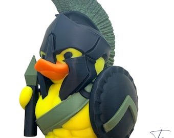 OD Green Gladiator/Spartan Duck – Spartan Helmet Duck, 3D Printed Hard Plastic, Multiple Colors (Red, Orange, Purple, Green and Gold)