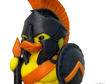 Orange Spartan/Gladiator Duck – 3D Printed Hard Plastic Warrior Accessory 2.5 inches