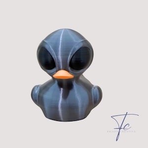 Silver Gray Alien Duck: 3D Printed Duck - 2.5 inches