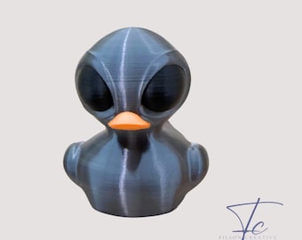 Silver Gray Alien Duck: 3D Printed Duck - 2.5 inches