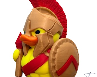Red Gladiator/Spartan Duck – Spartan Helmet Duck, 3D Printed Hard Plastic, Multiple Colors (Red, Orange, Purple, Green and Gold)