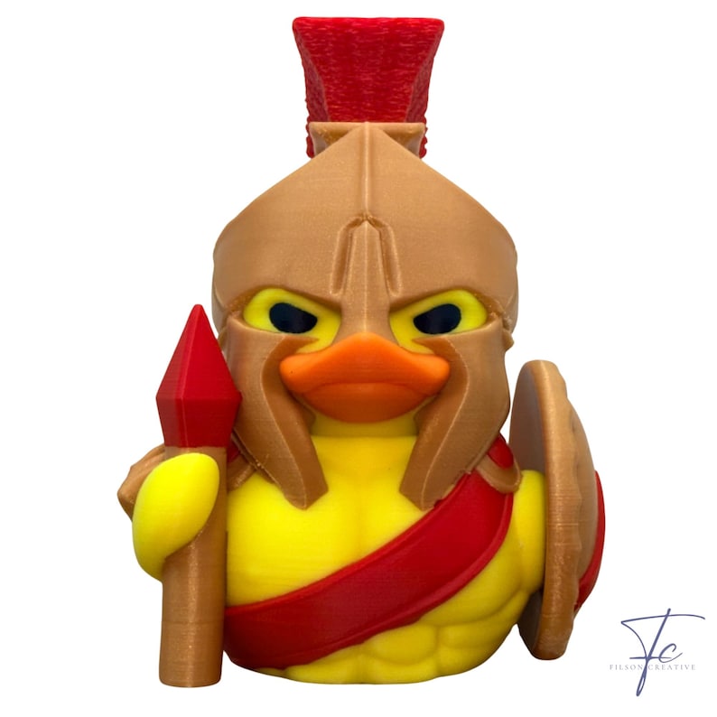 Red Gladiator/Spartan Duck – Spartan Helmet Duck, 3D Printed Hard Plastic, Multiple Colors (Red, Orange, Purple, Green and Gold) image 7