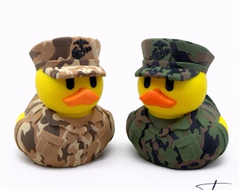 Marine Corps USMC Camo Patriotic Duck: 3D Printed Cruise Duck, Cake Topper.