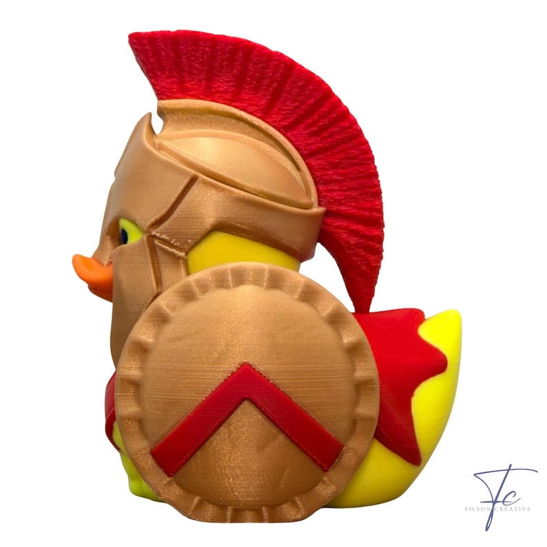 Red Gladiator/Spartan Duck – Spartan Helmet Duck, 3D Printed Hard Plastic, Multiple Colors (Red, Orange, Purple, Green and Gold) image 8