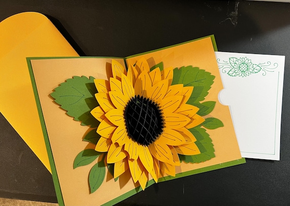 Personalised Sunflower Pop Up Card, 3D Sunflower Card For Mother’s Day, Father's Day Card